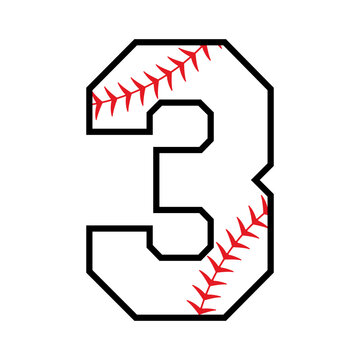 Baseball number 3 icon. Clipart image isolated on white background