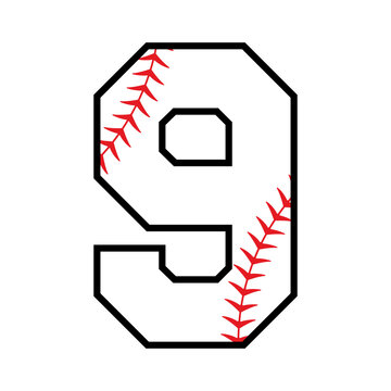 Baseball number 9 icon. Clipart image isolated on white background