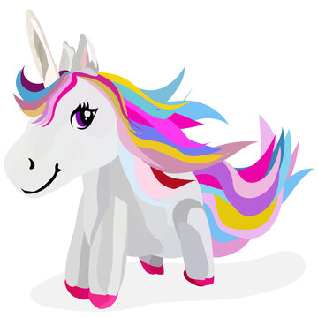 cute unicorn isolated cartoon hand drawn vector and illustrations