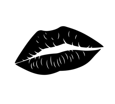 Lips kiss silhouette image. Clipart image