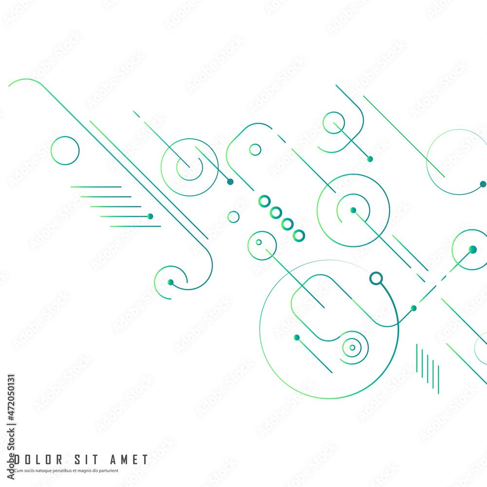 Poster Abstract background with curved lines. Lines modern style with dots and circles. Vector design concept