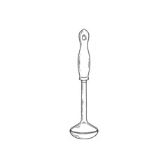 Kitchen soup ladle or spoon hand drawn icon sketch vector illustration isolated.