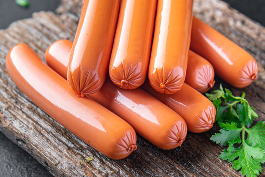 sausages poultry meat chicken or turkey meal snack on the table copy space food background rustic. top view