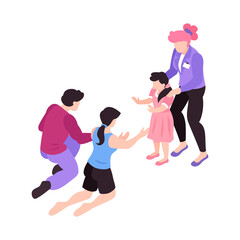 Adopting Girl Isometric Composition