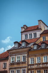 Fototapeta na wymiar Top of buildings in old downtown of Warsaw