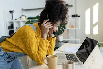 Customer service representative working at home