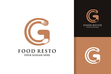 spoon fork letter G food restaurant inspiration logo