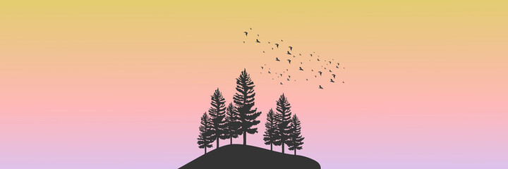 tree silhouette landscape vector illustration design for wallpaper design, design template, background template, and tourism design template