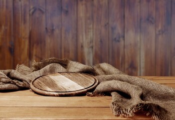 Pizza wooden cutting board for homemade bread cooking or baking on table.