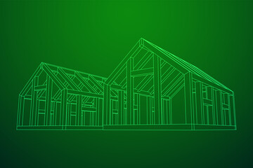 Greenhouse construction frame. Hothouse building object or framing house. Warm house Vector illustration. Glasshouse concept image