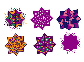 Set of multicolored snowflakes. Symbol of winter, christmas and new year.