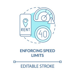 Enforcing speed limits blue concept icon. Scooter sharing regulation abstract idea thin line illustration. Maximum legal speed. Vector isolated outline color drawing. Editable stroke