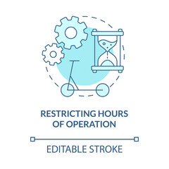 Restricting hours of operation blue concept icon. Scooter sharing regulation abstract idea thin line illustration. Public transportation. Vector isolated outline color drawing. Editable stroke