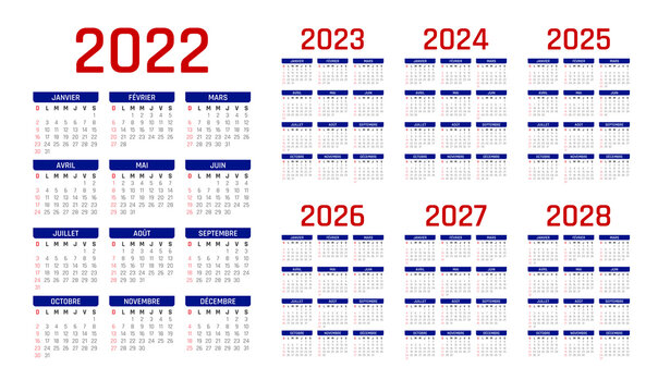 Modèle de calendrier 2024 pour agenda, planning, organiseur avec textes en  anglais - textes vectorisés et non vectorisés sur calques séparés Stock  Vector