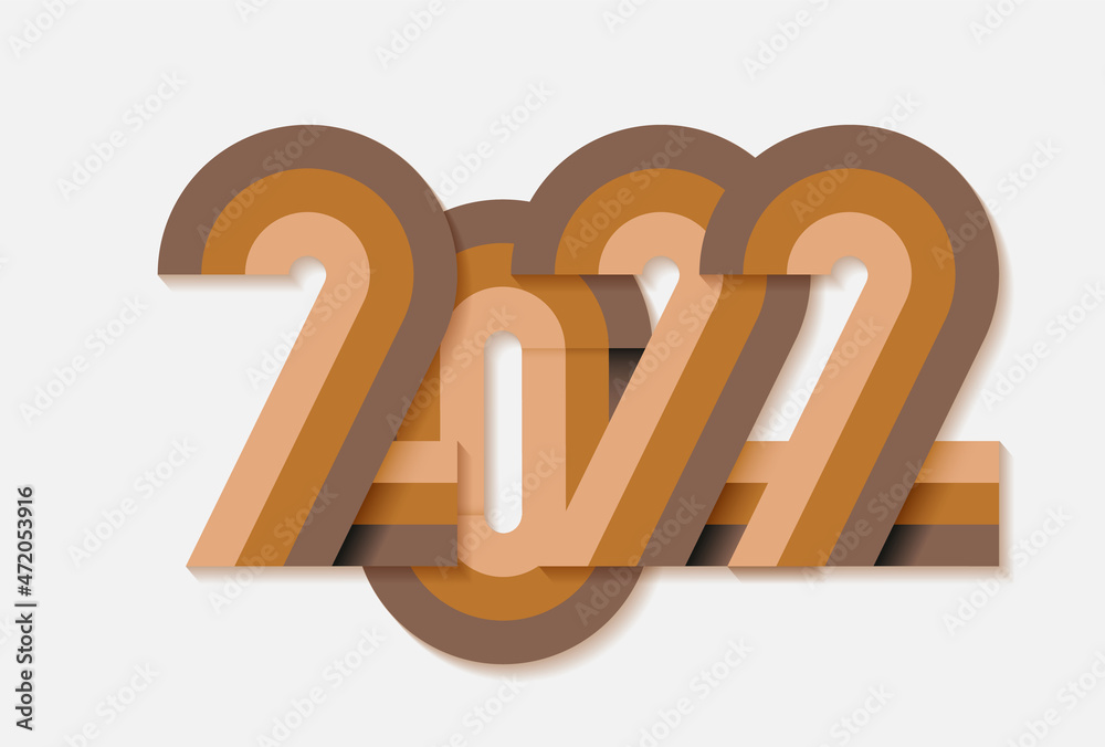 Poster happy new year 2022 with retro theme. happy new year text with shadow effect.