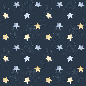 Watercolor cute stars, decorative elements. Watercolor illustrations clip art for nursery decorations on dark background. Print, wear design, baby shower, kids cards, linens, wallpaper, textile.