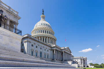 Obraz premium Low angle view of the capitol in Washington DC, USA