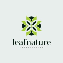 Eco-friendly concept round leaf vector logo design organic leaf logo luxury leaf graphic