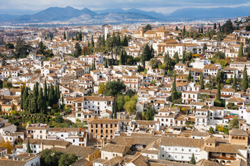 Fototapeta na wymiar View of the Albaicin, medieval district of Granada, Andalucia, Spain