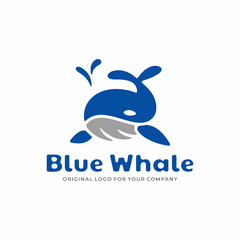 Blue whale logo design template.