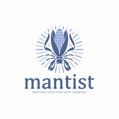 Mantis, insect logo design template.