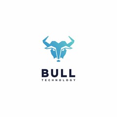 Bull logo technology logo design elegant abstract bull vector logo in linear style 