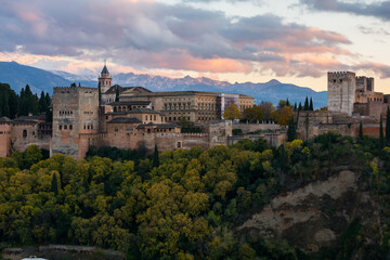 Fototapeta na wymiar Alhambra Palace during the sunset. Granada, Spain.