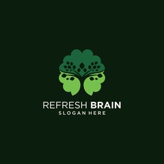 Brain logo combination with leaves brain refresher brain refresh logo icon set and vector