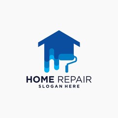 Fototapeta na wymiar Home improvement logo template design house paint real estate house paint company logo