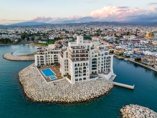 Fotobehang Cyprus - Limassol luxury district in the coast side from drone view © SAndor