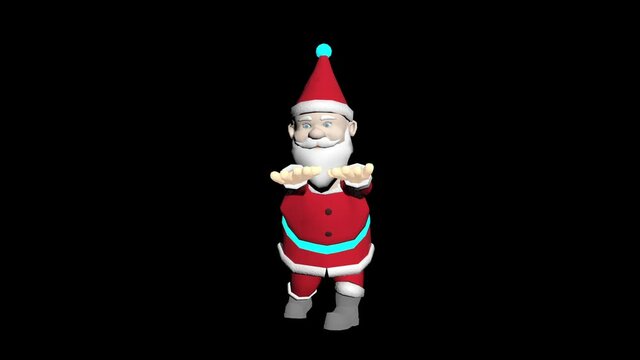 Santa Claus 3D animation. Merry Christmas cartoon animation. 