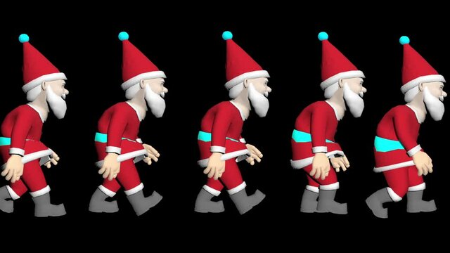 Santa Claus 3D animation. Merry Christmas cartoon animation. Animated 3D Santa Xmas
