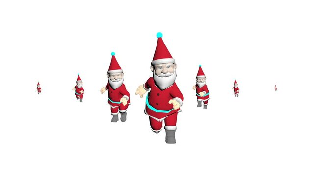 Santa Claus 3D animation. Merry Christmas cartoon animation. Animated 3D Santa Xmas