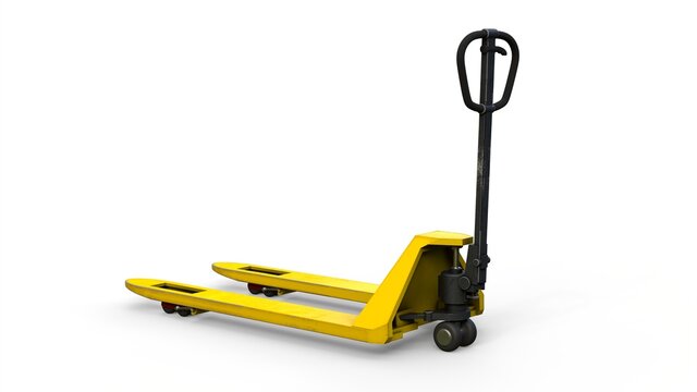 Pallet jack isolated on infinite white background 3D computer generated 