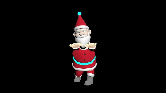 Santa Claus 3D animation. Merry Christmas cartoon animation. 