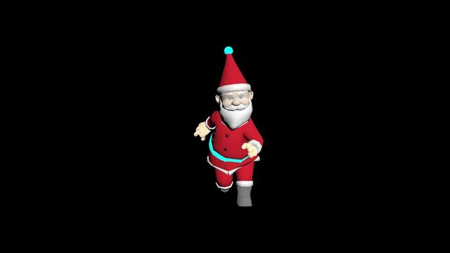 Santa Claus 3D animation. Merry Christmas cartoon animation. 