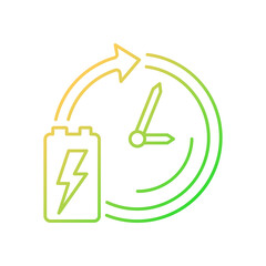 Battery lifetime gradient linear vector icon. Accumulator lifespan and durability. Energy cell working period. Thin line color symbol. Modern style pictogram. Vector isolated outline drawing