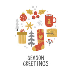 vector christmas greeting card and lettering text