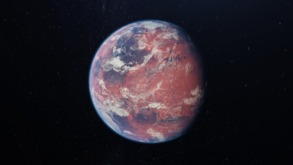 Fototapeta na wymiar Fictional Planet Mars With Clouds 3D Rendering