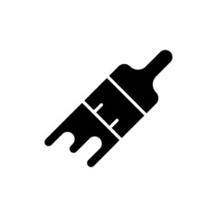 Paint brush glyph icon. Vector isolated fill black illustration