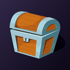 Treasure chest for animation. Key frame animation of wooden chest or box. Vector cartoon pictures wood ancient box closed illustration