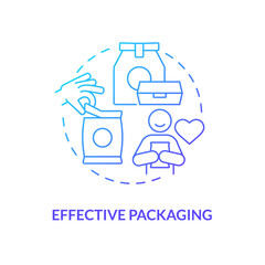 Packaging optimization concept icon. Audience preference understanding. Convenient and reliable wrapping. Product covering abstract idea thin line illustration. Vector isolated outline color drawing - obrazy, fototapety, plakaty