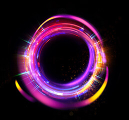 Vivid abstract background. Beautiful swirl trail effect frame.  .Mystical portal. Bright sphere lens. Rotating lines. Glow ring. .Magic  ball. Led spiral. Glint lines. Focus place. Illusory flash.
