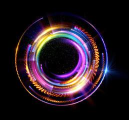 Vivid abstract background. Beautiful swirl trail effect frame.  .Mystical portal. Bright sphere lens. Rotating lines. Glow ring. .Magic  ball. Led spiral. Glint lines. Focus place. Illusory flash.