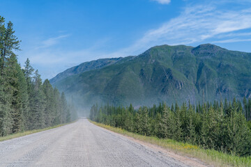North Fork Road section headed to Bowman Lake and Kintla Lake in Glacier National Park near...