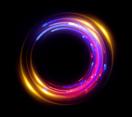 Vivid abstract background. Beautiful swirl trail effect frame.  .Mystical portal. Bright sphere lens. Rotating lines. Glow ring. .Magic  ball. Led spiral. Glint lines. Focus place. Illusory flash.