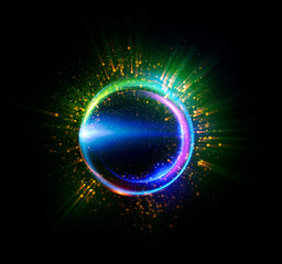 Vivid abstract background. Beautiful swirl trail effect frame.  .Mystical portal. Bright sphere lens. Rotating lines. Glow ring. .Magic  ball. Led spiral. Glint lines. Focus place. Illusory flash.