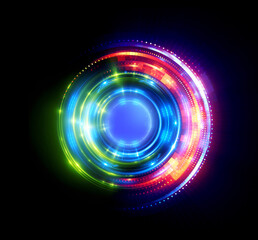 Vivid abstract background. Beautiful swirl trail effect frame.  .Mystical portal. Bright sphere lens. Rotating lines. Glow ring. .Magic  ball. Led spiral. Glint lines. Focus place. Illusory flash.