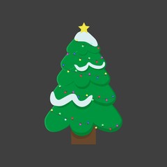 Christmas tree decorated with colorful garlands. gifts under the tree. christmas tree in the snow