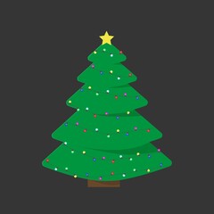 Christmas tree decorated with colorful garlands.  Christmas tree.